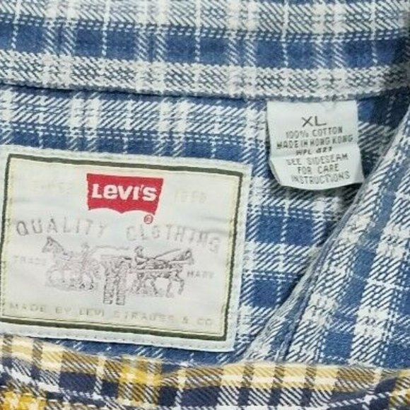 Vintage LEVI'S Denim Plaid Button Up Long Sleeves - Picture 3 of 4